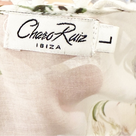 Charo Ruiz Botanic Print Cotton Mini Dress In White L - Picture 12 of 16